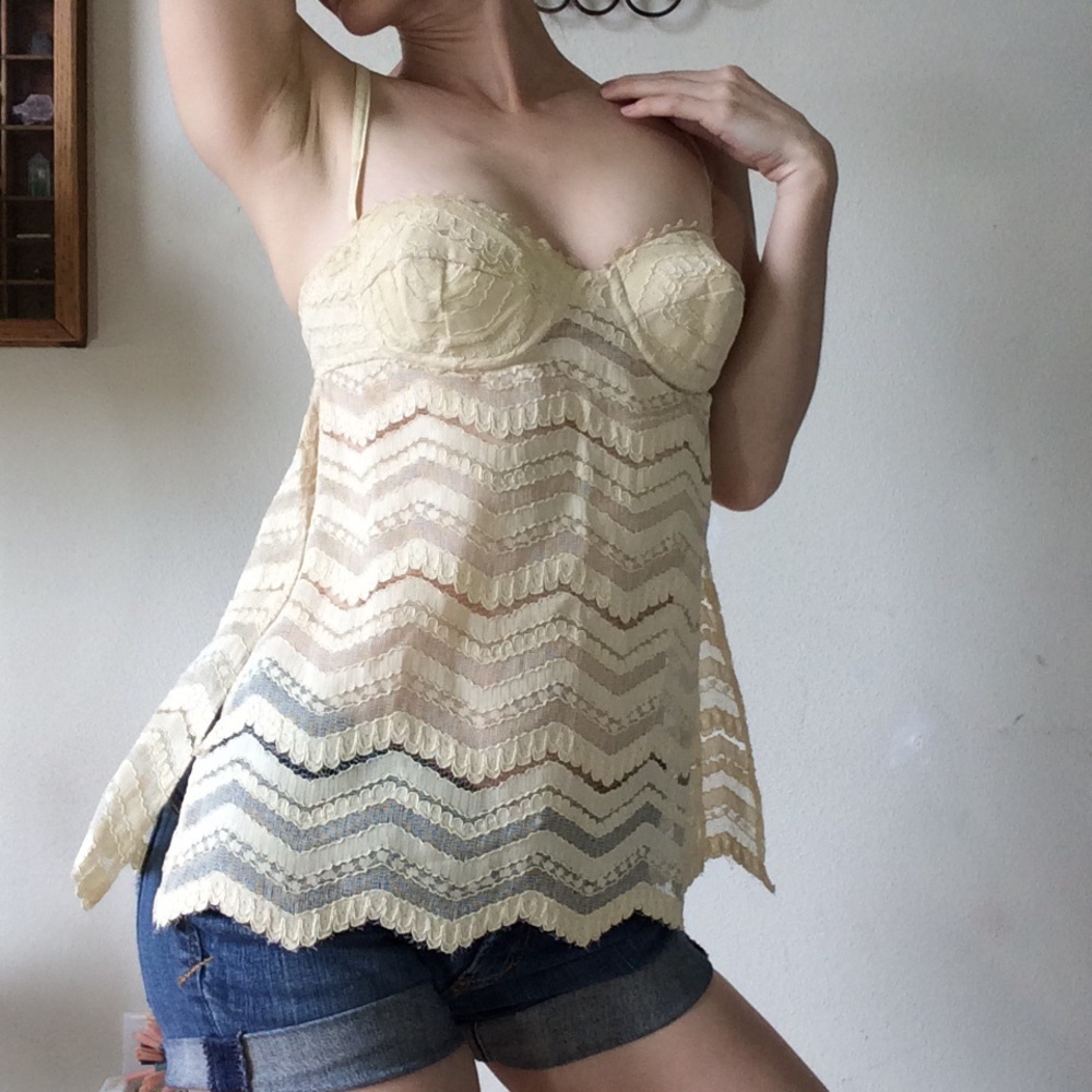 Vintage Sixties Lace Open Back Festival Hippie Top